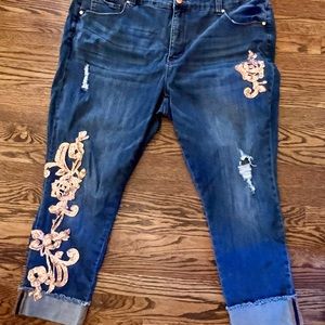 Seven/Melissa McCarthy Sequin Cropped Jeans 26W